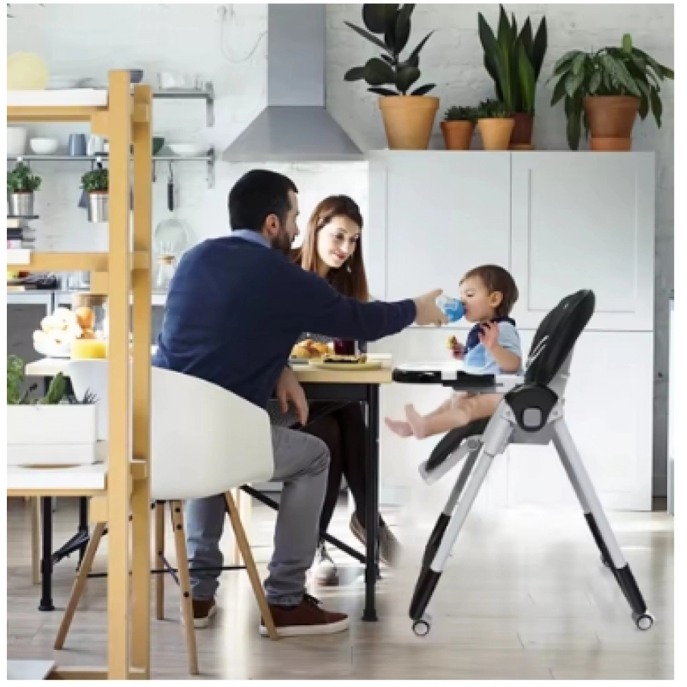 Sejoy Baby High Chair Foldable Highchair Adjustable Backrest Double Removable Tray Detachable PU Leather Cushion High Chair for Sejoy Baby High Chair Foldable Highchair Adjustable Backrest Double Removable Tray Detachable PU Leather Cushion High Chair for