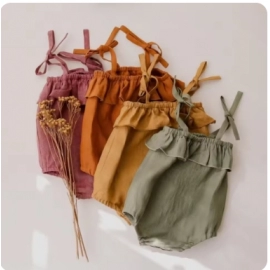 Summer Baby Girls Rompers Solid Cotton Infant Romper Ruffles Slip Strap Kids Playsuit Jumpsuits Onepiece Baby Clothes