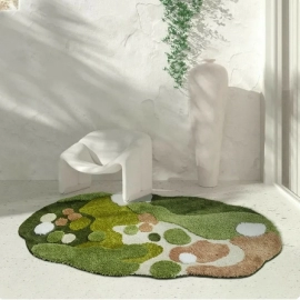 Household Moss Imitation Cashmere Coffee Table Rug Shaped Thicken Bedroom Bedside Mat Non-slip Absorbent Living Room Carpet