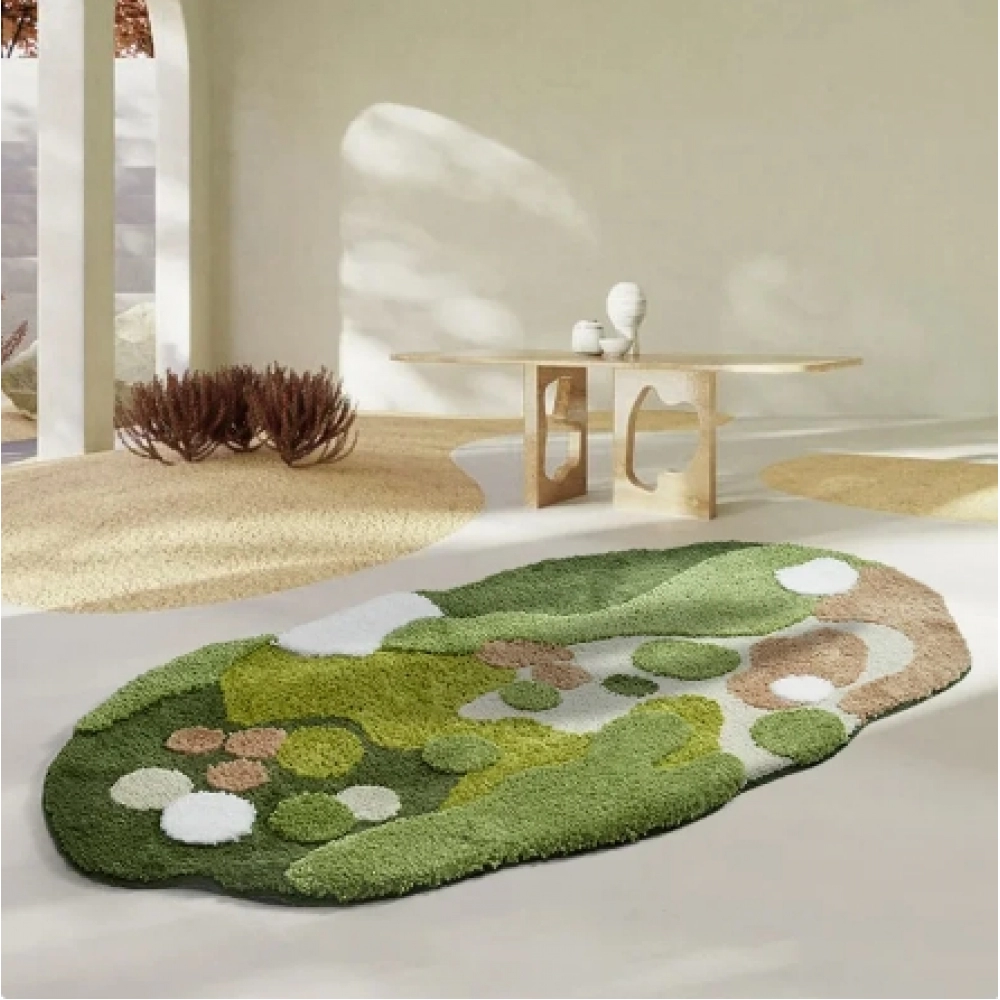 Household Moss Imitation Cashmere Coffee Table Rug Shaped Thicken Bedroom Bedside Mat Non-slip Absorbent Living Room Carpet