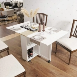 Folding Dining Table With Drawers Small Space Kitchen Table Storage and Shelves Wooden Room Furniture Home