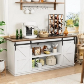 Shelf for Home Dining Room Farmhouse Sideboard Buffet Cabinet Furnitures 27.5 Height Dressing Rooms White Wardrobe Showcases