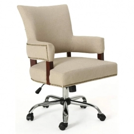 Great Deal Furniture May Traditional Home Office Chair, Wheat and Chrome