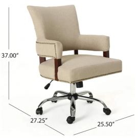 Great Deal Furniture May Traditional Home Office Chair, Wheat and Chrome