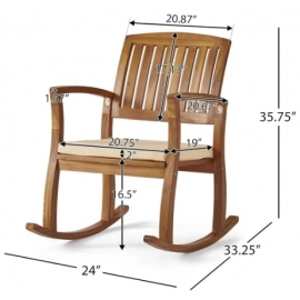 Selma Acacia Rocking Chairs With Cushions Camping Chair 2-Pcs Set Outdoor Furniture Teak Finish Freight Free